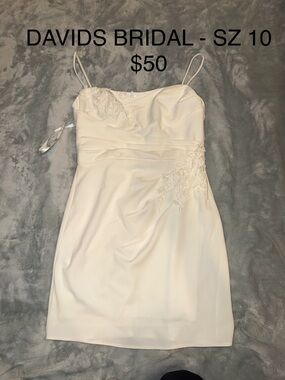 David's Bridal Ivory Spaghetti Strap Mini Dress